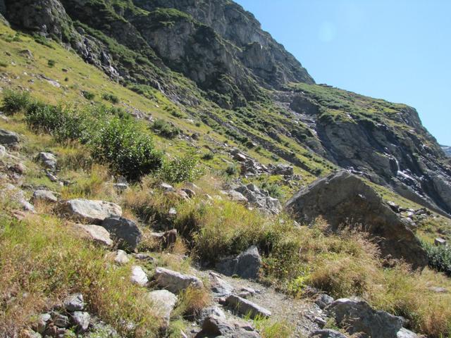 an der steilen Flanke vom vorder Tierberg, führt der Bergweg aufwärts