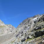 Blick hinauf zum Zwischen Tierbergen Gletscher 