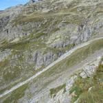Blick zurück zum Bergweg kurz vor dem Bachübergang bei Punkt 2057 m.ü.M.
