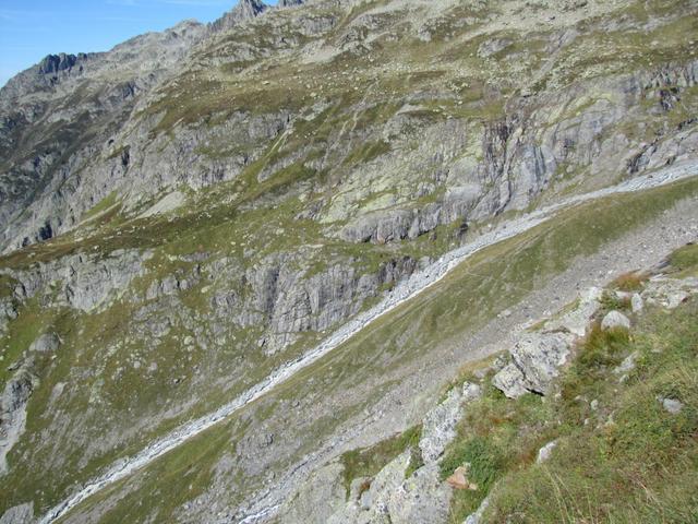 Blick zurück zum Bergweg kurz vor dem Bachübergang bei Punkt 2057 m.ü.M.