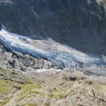 Tiefblick zum Triftgletscher. Ein bisschen Schwindelfrei sollte man schon sein