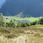 tief unter uns Guttannen. Gute Tannen müssen das Dorf vor Lawinen und Steinschlag schützen