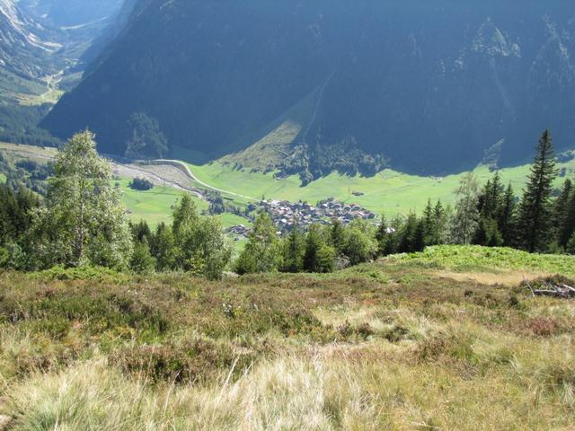 tief unter uns Guttannen. Gute Tannen müssen das Dorf vor Lawinen und Steinschlag schützen
