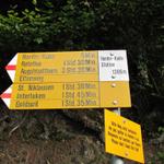 Wegweiser auf dem Harder Kulm 1306 m.ü.M. unser Ziel der Augstmatthorn