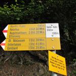 Wegweiser auf dem Harder Kulm 1306 m.ü.M. unser Ziel der Augstmatthorn