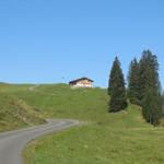 Blick zurück zum Restaurant „Jägerstübli" auf der Lombachalp