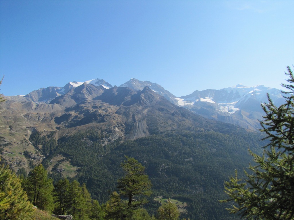 immer wieder schweift der Blick Richtung Fletschhorn, Lagginhorn und Weissmies