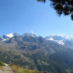 und immer wieder dieser Blick zurück zum Fletschhorn, Lagginhorn und Weissmies