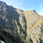 Breitbildfoto mit Blick Richtung Läckerna und 2328 m.ü.M. dorthin wird uns der Bergpfad hinführen