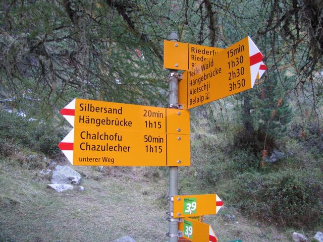 Wegweiser bei Punkt 1952 m.ü.M. weiter geht es nach Silbersand