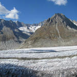 wunderschönes Breitbildfoto vom grossen Aletschgletscher. Jungfrau-Aletsch-Bietschhorn UNESCO Welterbe