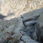 steil führt der Weg bei Punkt 2347 m.ü.M. am Nordwestgrat vom Eggishorn vorbei