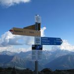 Wegweiser bei der Bergstation Eggishorn 2893 m.ü.M.