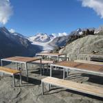 Aussicht von der Berghütte bei der Bergstation Eggishorn