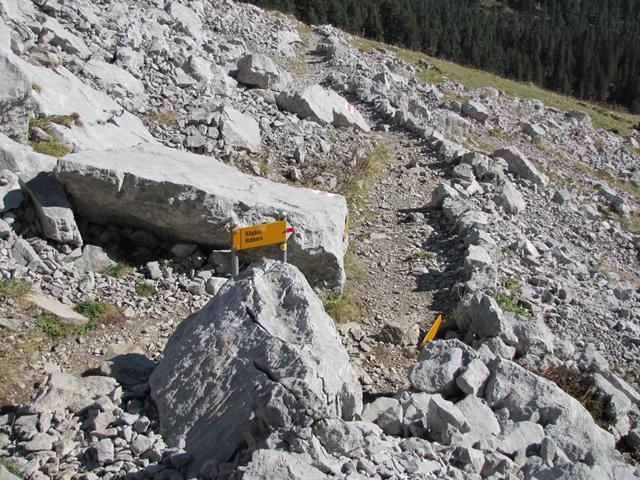 Wegkreuzung bei Punkt 1897 m.ü.M. wir laufen geradeaus weiter