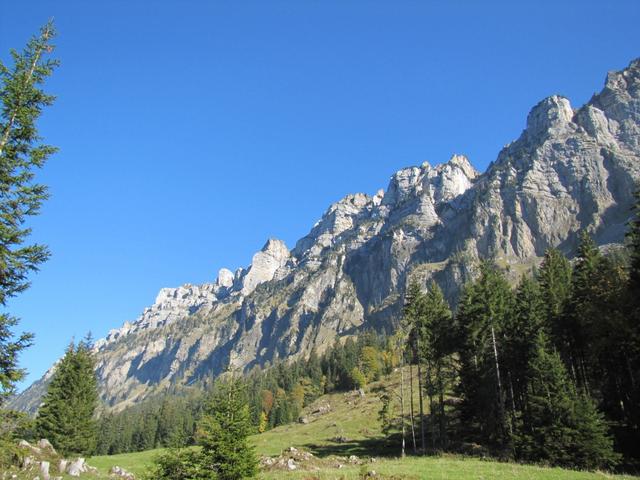 Blick hinauf zum Gemmenalphorn, Burgfeldstand und Niederhorn