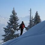 Mäusi ist von der Schneeschuhtour begeistert