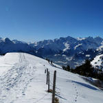 super schönes Breitbildfoto von Eggen aus gesehen, mit Blick in die Urner Alpen