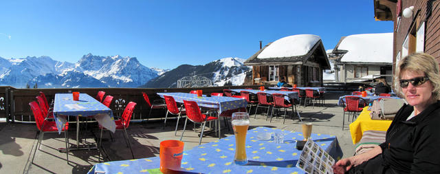 sehr schönes Breitbildfoto von der Terrassse aus gesehen mit Blick in die Urner Alpen