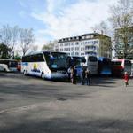 Carparkplatz in Zürich. Ab hier beginnt unsere diesjährige Pilgerfahrt