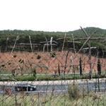 der Camino verläuft hier für ein kurzer Stück, der Autobahn entlang. Am Zaun sind tausende von Holzkreuzen angebracht