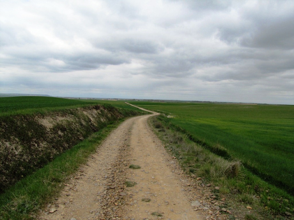 weit vorne am Horizont taucht Boadilla del Camino auf