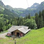 Blick zurück zum Bauernhof der Alp Schwand 1446 m.ü.M.