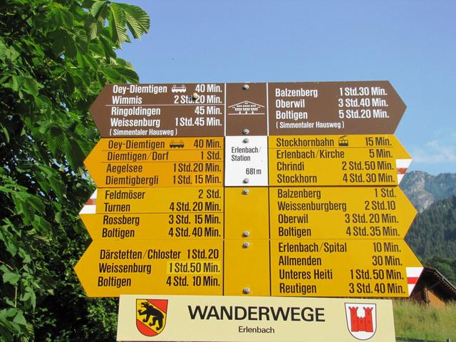 Wegweiser in Erlenbach im Niedersimmental