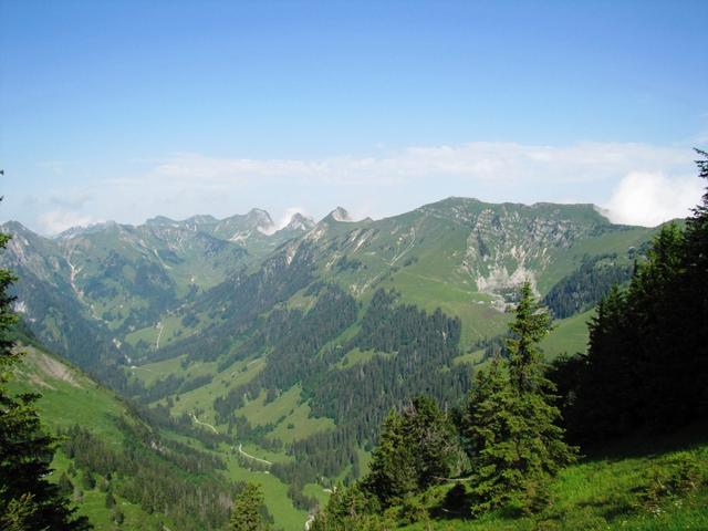 Blick zum Gantrisch mit dem Leiterenpass. Unser heutiges Ziel