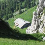 Tiefblick zur Alphütte Oberi Walalp