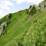 in leichtem Auf und Ab zieht sich der Bergweg durch die abschüssige Südhänge