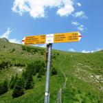 Wegweiser bei Schiterwang 1850 m.ü.M. unser nächstes Ziel, der Leiterenpass