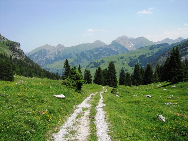 auf einer Kiesstrasse geht es weiter abwärts