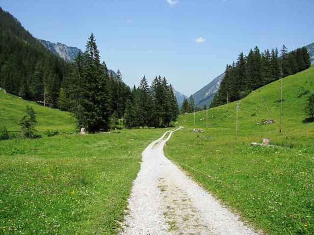 kurz vor Senggi - Grimmialp führt der Wanderweg am Senggibach entlang