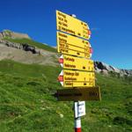 Wegweiser bei der Calandahütte. Unser Ziel der Haldensteiner Calanda, rückt näher