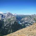 Blick zum Fjordartig eingeschnittene Gigerwaldstausee. Dort waren wir auch schon