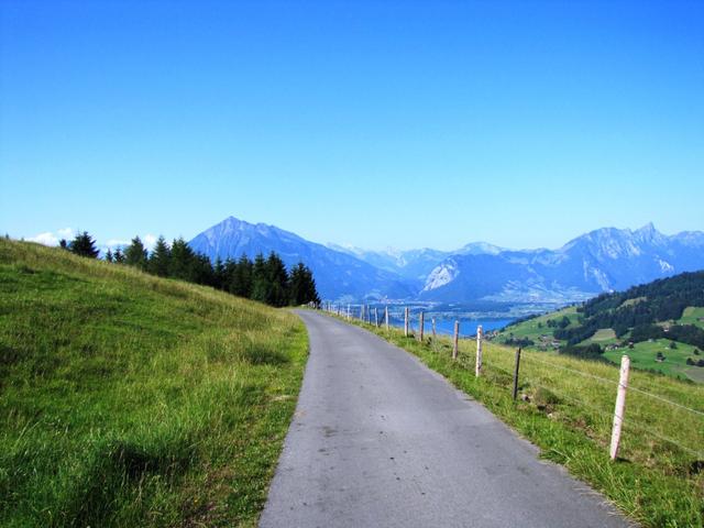 über eine asphaltierte Alpstrasse geht es über Punkt 1219 m.ü.M. nach Endorfallmi