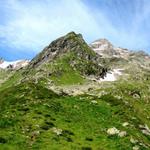 sehr schönes Breitbildfoto mit Blick nach oben zum Hangendgletschhorn, Dossen, Dossenhütte, Urbachsattel und Gstellihorn