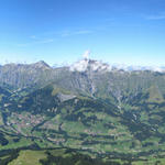 Breitbildfoto Entschligetal mit Gross Loner, Wildstrubel, Glacier de la Plaine Morte, Adelboden und Albristhore