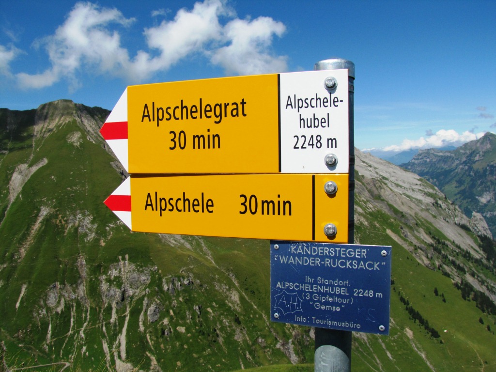 Wegweiser auf dem Alpschelehubel 2248 m.ü.M.