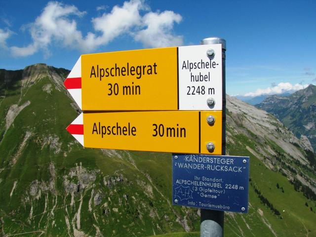Wegweiser auf dem Alpschelehubel 2248 m.ü.M.