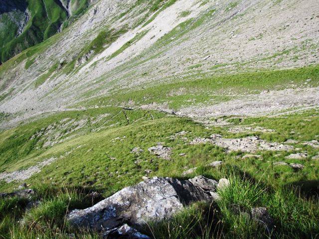 Blick hinunter auf de Weg den wir zurückgelegt haben