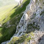 der Bergweg führt nun an einer ausgesetzten Felswand entlang vorbei. Seht ihr meine Maus?