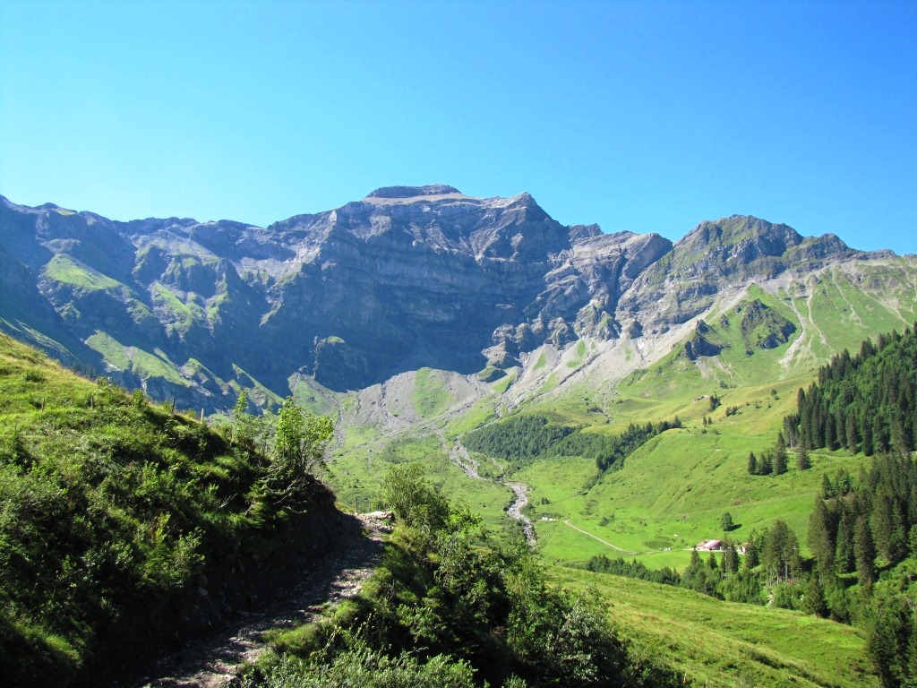 Blick zurück zur Nesslerenalp mit Schwalmere