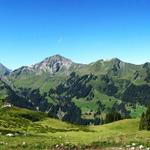 vom Bauernhaus, hat man diese phantastische Aussicht mit Breitbildfoto aufgenommen. Schwalmere Latrejespitz und Morgenberghorn