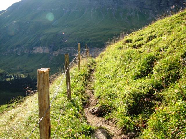 kurz nach dem Chantbach beginnt der Abstieg in das Soustal