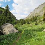 weiter am Talboden des einsamen Soustal, führt unsere Wanderung aufwärts Richtung Mättenberg