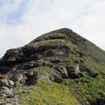 Blick hinauf zum Gratweg, der auf das Bietenhorn führt. Zuerst machen wir aber eine kleine Pause