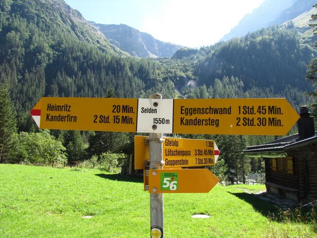 Wegweiser bei Selden 1550 m.ü.M.