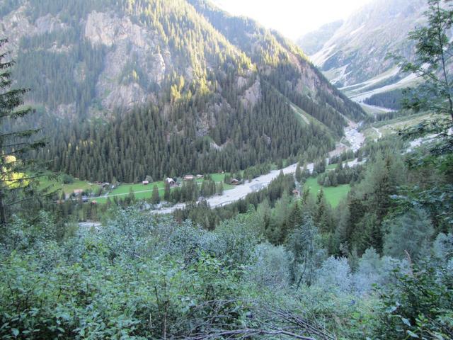 Blick hinunter nach Selden und das Gasterntal. Gut ersichtlich die breite Schneise die die Kander geschlagen hat